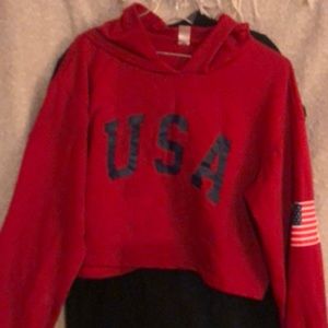 USA crop long sleeve hoodie
